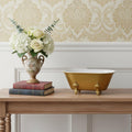 12 Gold And White Metal Hand Painted Decorative Tub