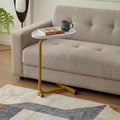 24 White and Gold Faux Marble and Metal Oval End Table