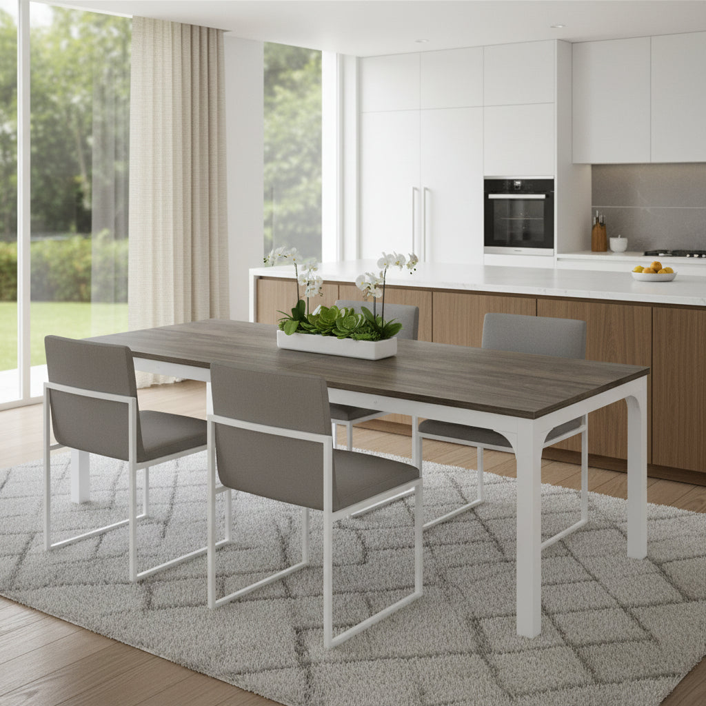 46 Gray and White Wood and Iron Dining Table