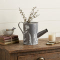 8 Gray And White Galvanized Metal Flowers Hand Painted Decorative Watering Can
