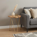 21 Inch Natural and Gold Solid Wood and Iron Free Form End Table