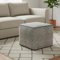 18 Inch Black and White Cotton Geometric Pouf Ottoman