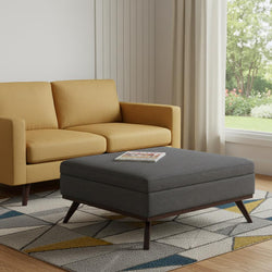 40 Inch Slate Gray And Brown Upholstery Ottoman With Storage
