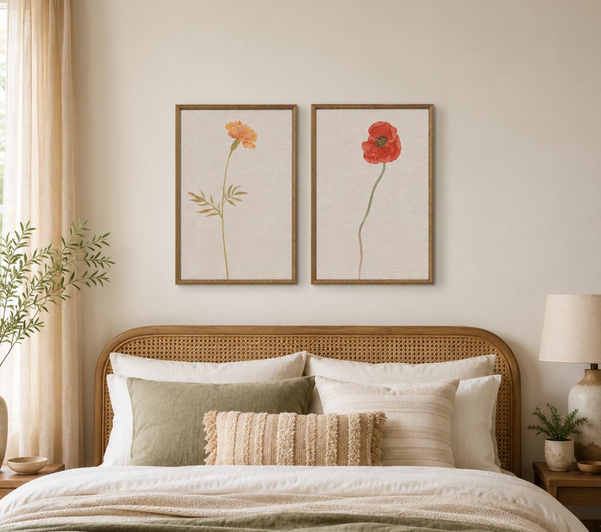 Set Of Two Wild Flourish II Gold Framed Wall Art