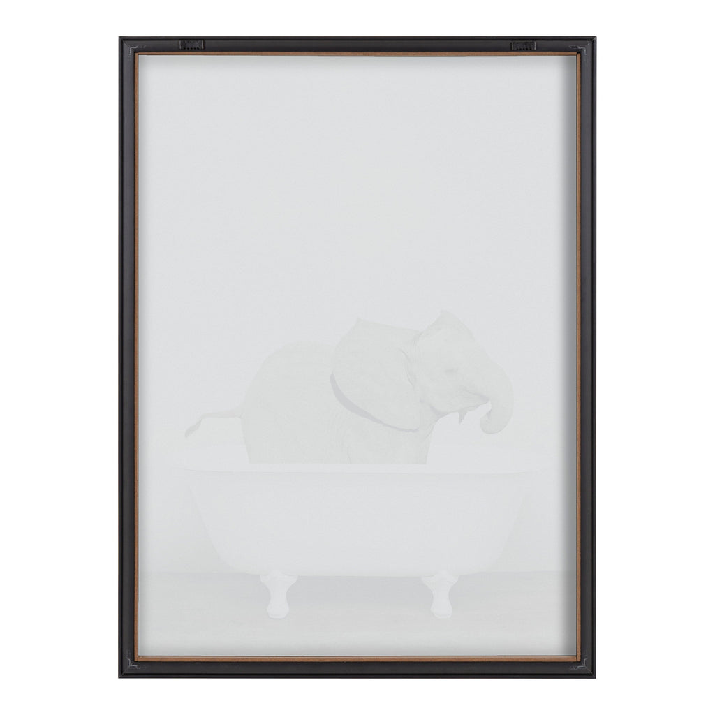 Blake Baby Elephant in the Tub Color Framed Printed Glass by Amy Peterson Art Studio