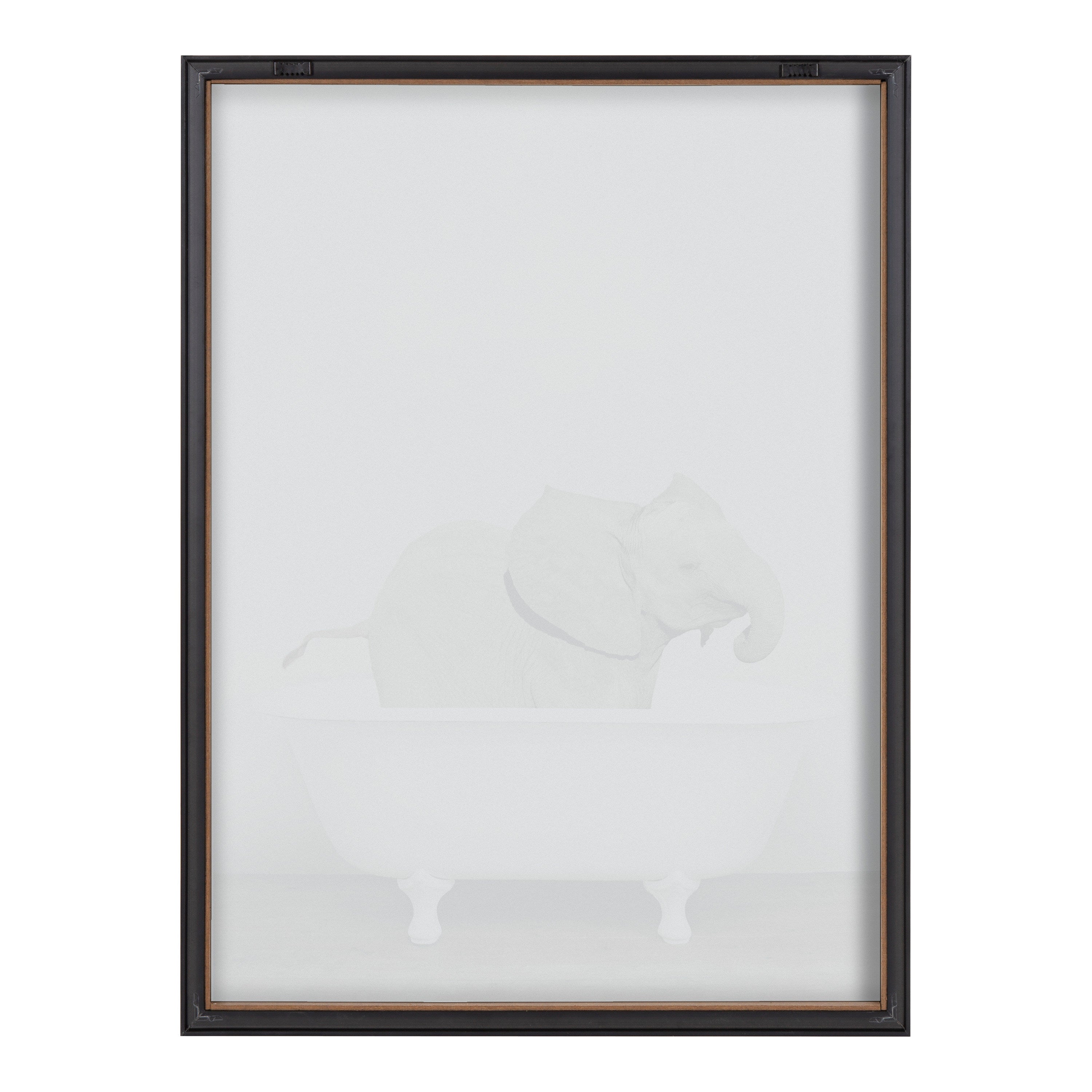 Blake Baby Elephant in the Tub Color Framed Printed Glass by Amy Peterson Art Studio