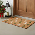 17 X 29 Brown Green And White Christmas Trees Outdoor Coir Door Mat