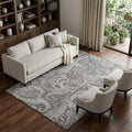 9 X 12 Gray And Ivory Paisley Washable Area Rug With UV Protection