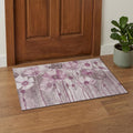 3 X 5 Plum And Ivory Floral Washable Area Rug With UV Protection