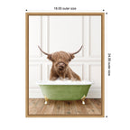 Sylvie Highland Cow in Transitional Bathtub Framed Canvas by Amy Peterson