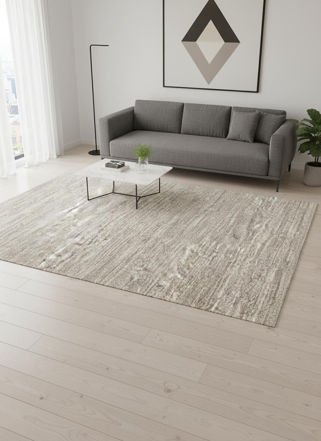 5 X 8 Gray And Brown Abstract Area Rug