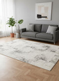 5 X 8 Cream And Black Abstract Area Rug