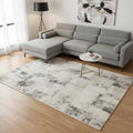 8 X 11 Cream And Black Abstract Area Rug