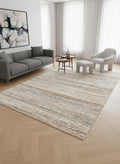 5 X 8 White And Orange Abstract Area Rug