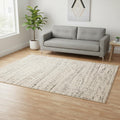 5 X 8 Cream And Brown Tribal Area Rug