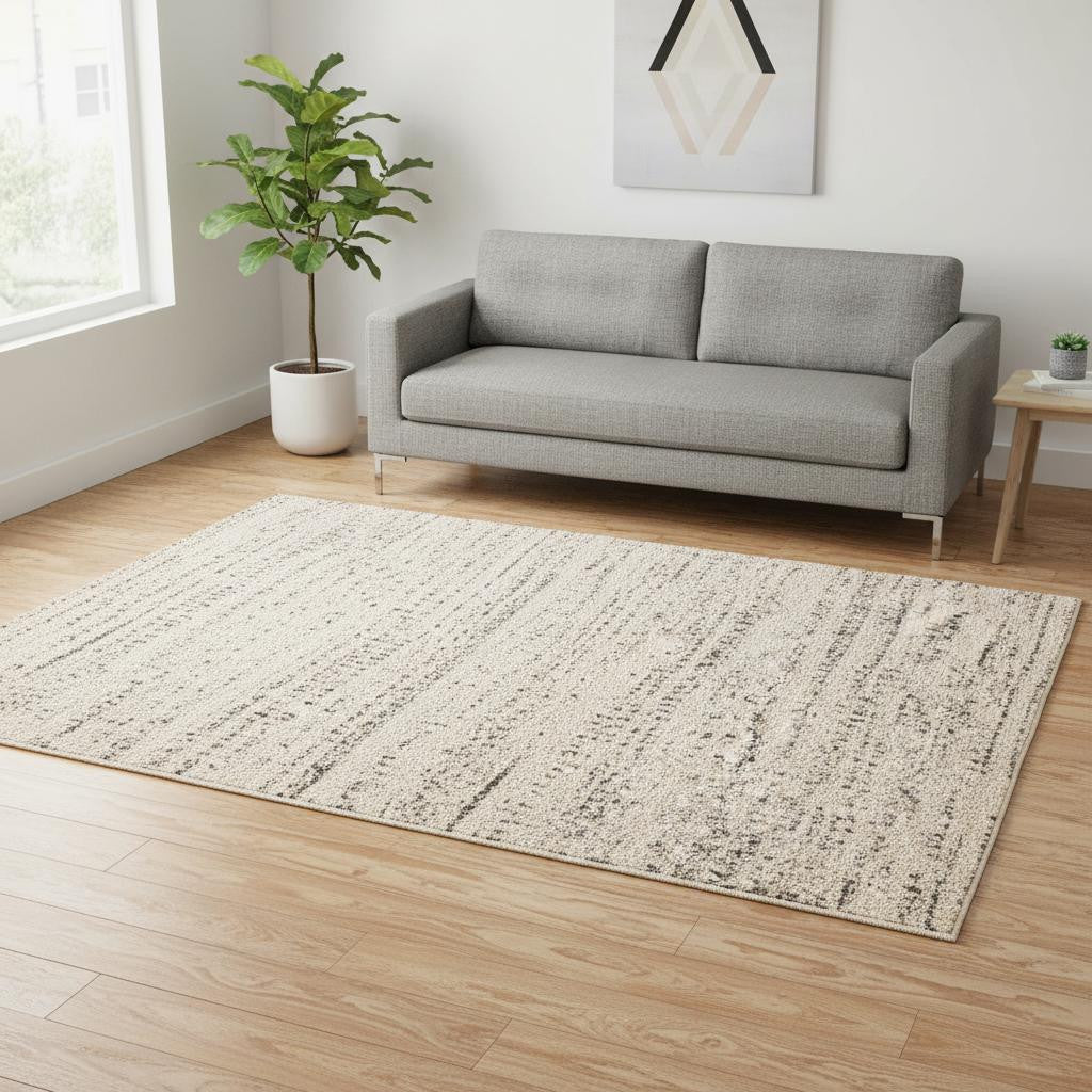 5 X 8 Cream And Brown Tribal Area Rug