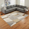 8 X 11 White And Black Geometric Area Rug