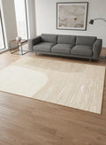 5 X 8 Beige And Cream Abstract Area Rug