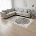 8 X 11 Gray And White Geometric Area Rug