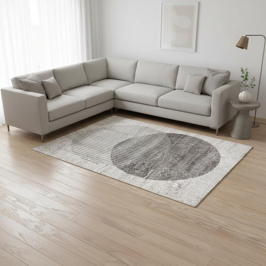 8 X 11 Gray And White Geometric Area Rug