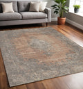 5 X 8 Gray And Pink Medallion Area Rug