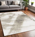 5 X 8 Ivory And Taupe Abstract Area Rug