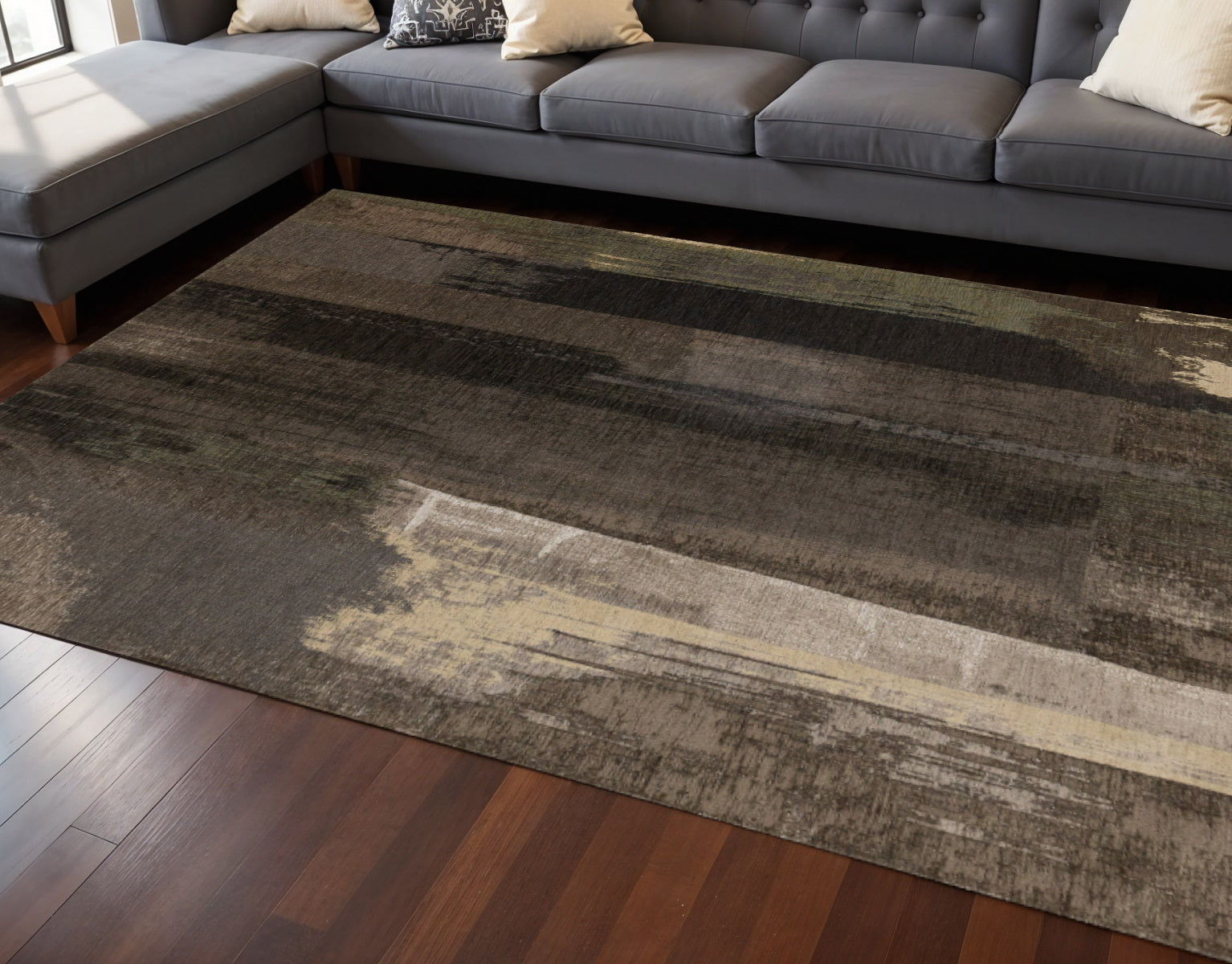 8 X 11 Brown And Black Abstract Area Rug