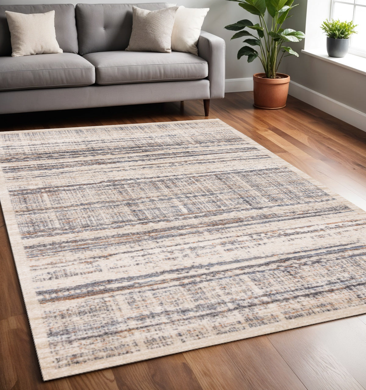 5 X 8 Beige Gray And Brown Abstract Area Rug