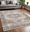 5 X 8 Ivory Gray And Brown Medallion Area Rug