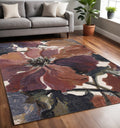 5 X 8 Pink Green And Beige Botanical Leaves Area Rug