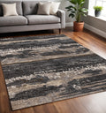 5 X 8 Gray Black And Tan Abstract Area Rug