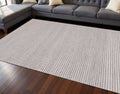 8 X 11 White And Taupe Striped Hand Woven Area Rug