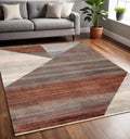5 X 8 White Gray And Brown Abstract Area Rug