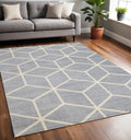 5 X 8 Gray And Cream Geometric Area Rug