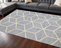 8 X 11 Gray And Cream Geometric Area Rug