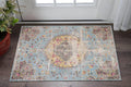 3 X 5 Blue Yellow And Pink Medallion Area Rug