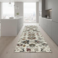 8 Cream Gray And Red Floral Medallion Runner Rug