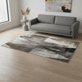 5 X 8 Cream Brown And Black Geometric Area Rug