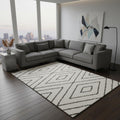 8 X 11 Cream And Green Geometric Area Rug