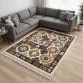 8 X 10 Cream Brown And Tan Oriental Area Rug