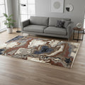 5 X 8 Beige Blue And Black Abstract Area Rug
