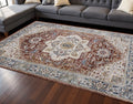 8 X 10 Red Blue And Tan Medallion Area Rug
