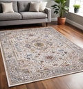 5 X 8 Cream And Blue Medallion Area Rug