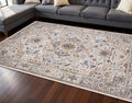 8 X 10 Cream And Blue Medallion Area Rug