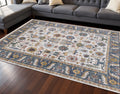 8 X 10 Cream Blue And Green Medallion Area Rug