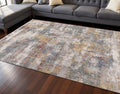 8 X 10 Cream Blue And Yellow Abstract Area Rug
