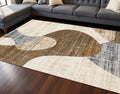 8 X 10 Cream Blue And Brown Abstract Area Rug