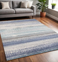 5 X 8 Blue Gray And Cream Abstract Area Rug