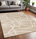 5 X 8 Cream And Tan Abstract Area Rug