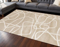 8 X 11 Cream And Tan Abstract Area Rug